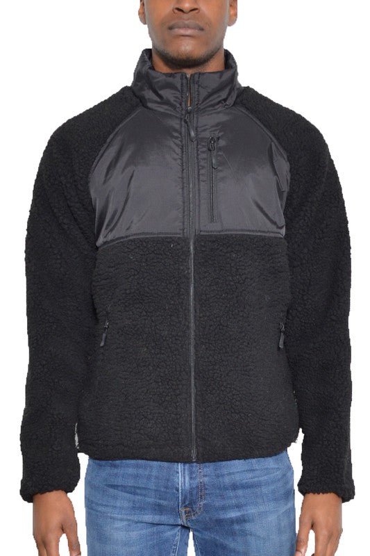 FULL ZIP SHERPA FLEECE JACKET - Blu Lotus Boutique