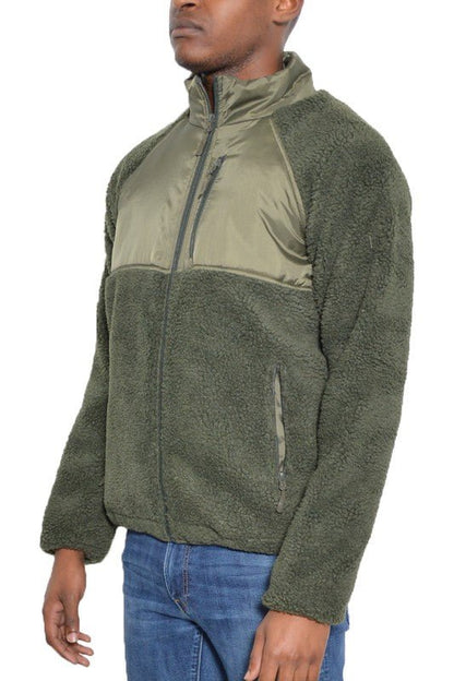 FULL ZIP SHERPA FLEECE JACKET - Blu Lotus Boutique