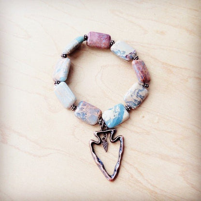 Genuine Aqua Terra Beaded Bracelet w/ Copper Arrow - Blu Lotus Boutique