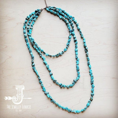 Genuine Blue Turq Triple Strand Necklace - Blu Lotus Boutique