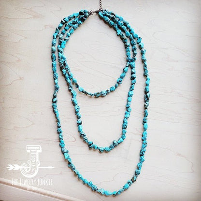 Genuine Blue Turq Triple Strand Necklace - Blu Lotus Boutique
