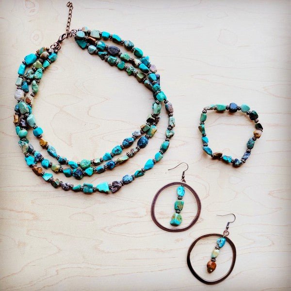 Genuine HuBei Natural Turq Beaded w/ Copper - Blu Lotus Boutique