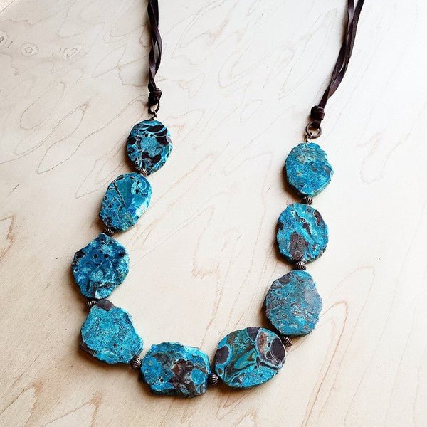 Genuine Ocean Agate Slab Necklace - Blu Lotus Boutique