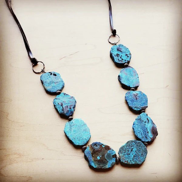 Genuine Ocean Agate Slab Necklace - Blu Lotus Boutique