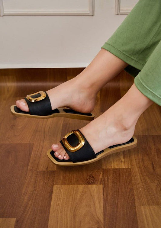 GIA JEWEL DETAIL SANDALS - FLATS - Blu Lotus Boutique