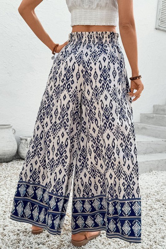 Giovanna Boho Pattern High Waist Wide Leg Loose Pa - Blu Lotus Boutique