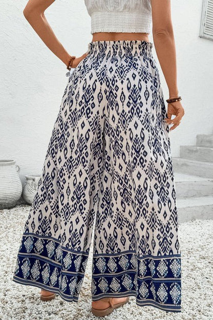Giovanna Boho Pattern High Waist Wide Leg Loose Pa - Blu Lotus Boutique