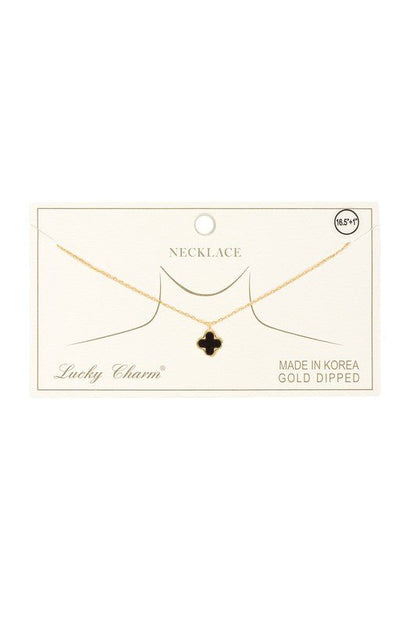Gold Dipped Clover Pendant Necklace - Blu Lotus Boutique