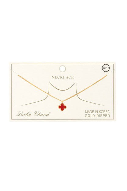 Gold Dipped Clover Pendant Necklace - Blu Lotus Boutique