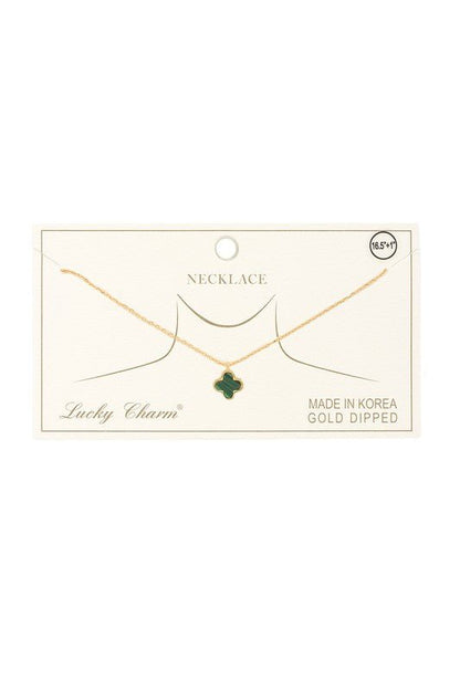Gold Dipped Clover Pendant Necklace - Blu Lotus Boutique
