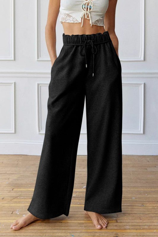 Greta Elastic High Waist Drawstring Sweatpants - Blu Lotus Boutique