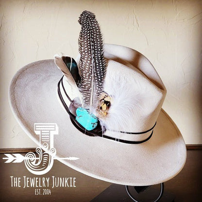 Guinea Marabou Feather&TurqSlab Hatband Choice Hat - Blu Lotus Boutique