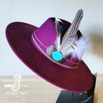 Guinea Marabou Feather&TurqSlab Hatband Choice Hat - Blu Lotus Boutique