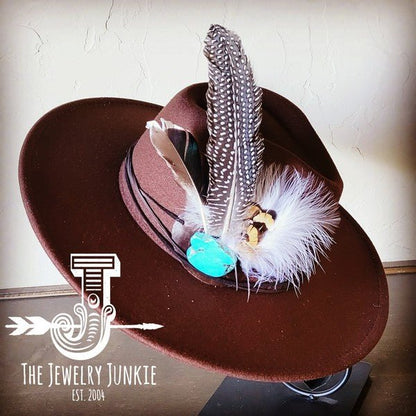 Guinea Marabou Feather&TurqSlab Hatband Choice Hat - Blu Lotus Boutique
