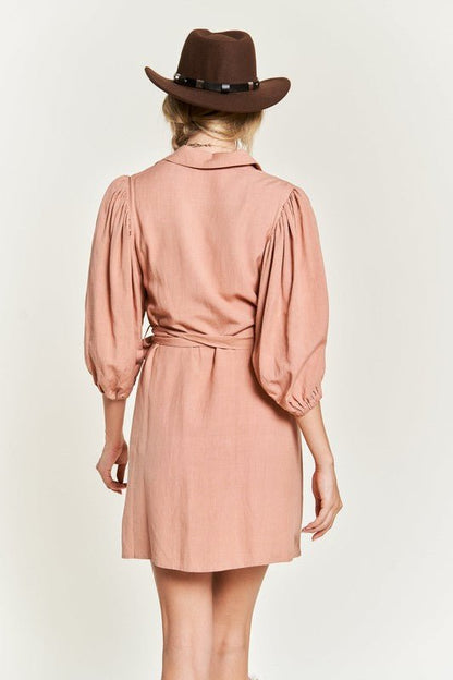 Half sleeve belted dress - Blu Lotus Boutique