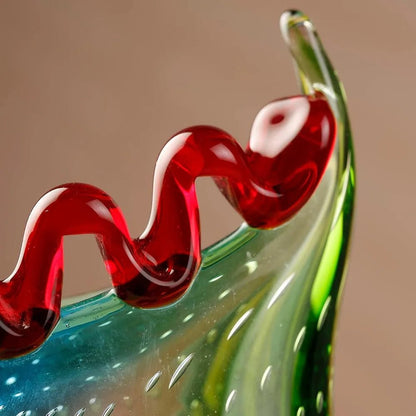 Handcrafted Multicolor Murano - Style Face Art Glass Vase - Blu Lotus Boutique