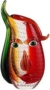 Handcrafted Multicolor Murano - Style Face Art Glass Vase - Blu Lotus Boutique