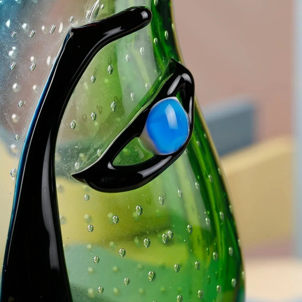Handcrafted Multicolor Murano - Style Face Art Glass Vase - Blu Lotus Boutique