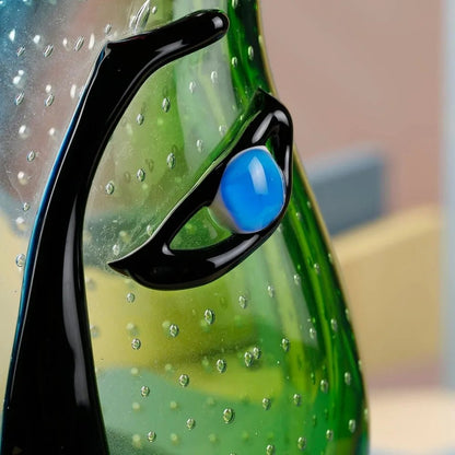 Handcrafted Multicolor Murano - Style Face Art Glass Vase - Blu Lotus Boutique