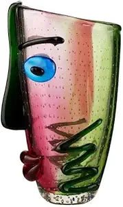 Handcrafted Multicolor Murano - Style Face Art Glass Vase - Blu Lotus Boutique