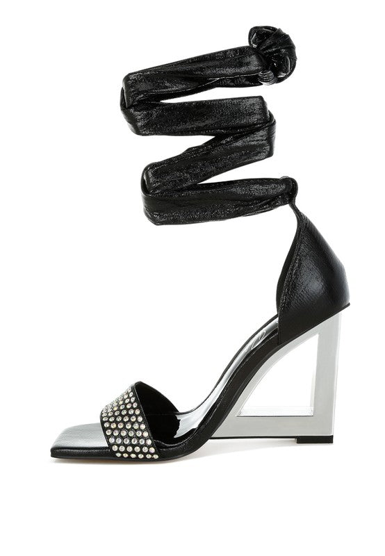 Hashira Rhinestone Studded Lace - Up Fantasy Heels - Blu Lotus Boutique