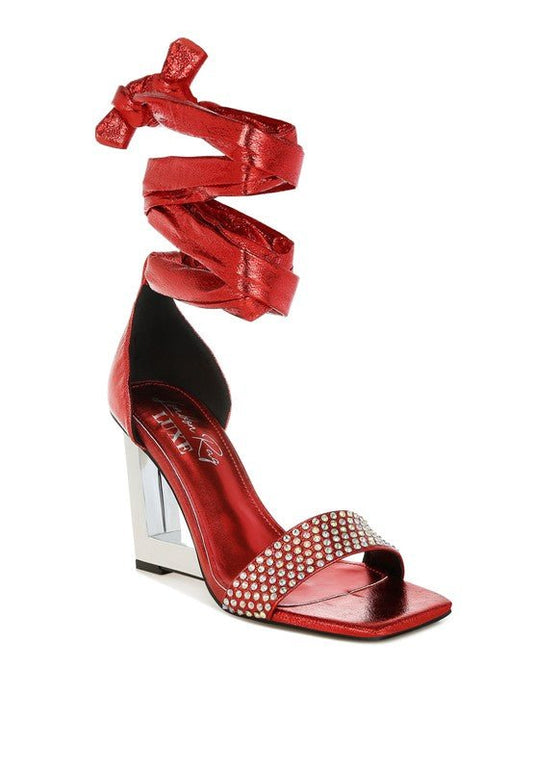 Hashira Rhinestone Studded Lace - Up Fantasy Heels - Blu Lotus Boutique