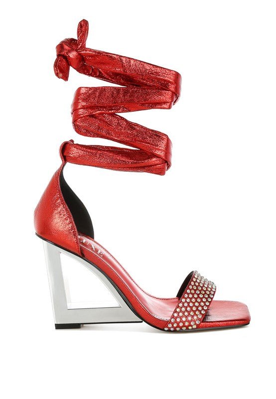 Hashira Rhinestone Studded Lace - Up Fantasy Heels - Blu Lotus Boutique