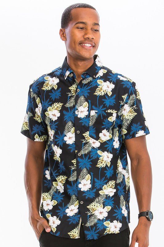 Hawaiian Print Button Down Shirt - Blu Lotus Boutique