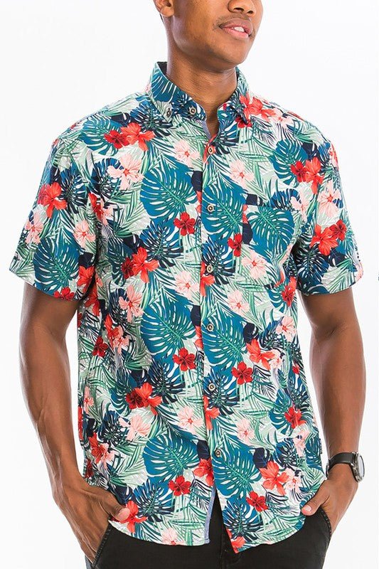 Hawaiian Print Button Down Shirt - Blu Lotus Boutique
