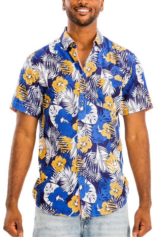 Hawaiian Print Button Down Shirt - Blu Lotus Boutique