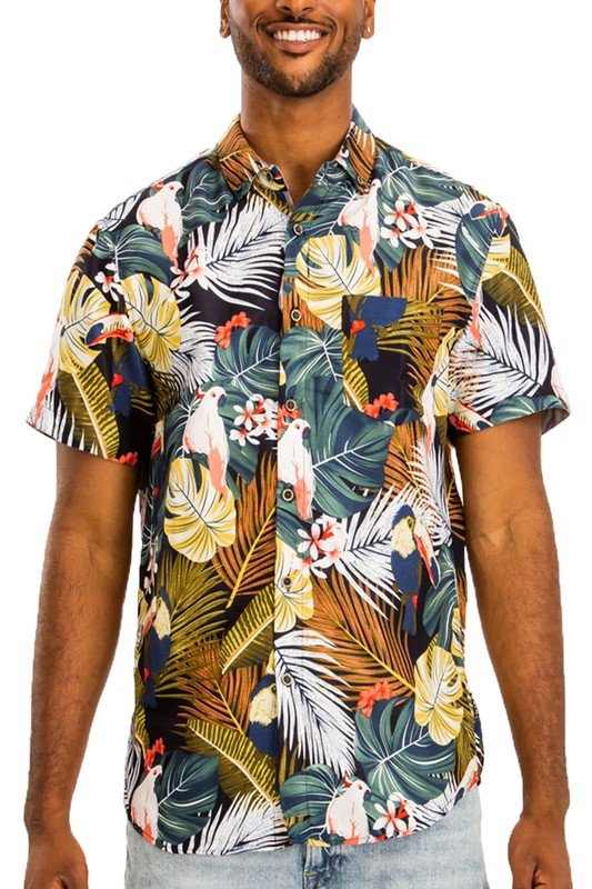 Hawaiian Print Button Down Shirt - Blu Lotus Boutique