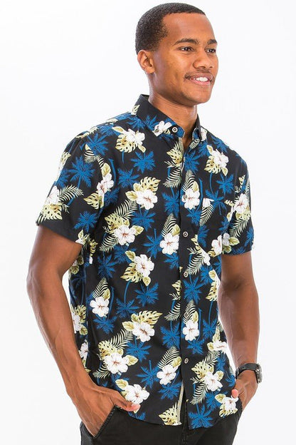 Hawaiian Print Button Down Shirt - Blu Lotus Boutique