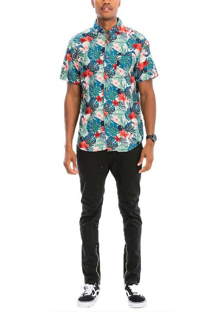 Hawaiian Print Button Down Shirt - Blu Lotus Boutique
