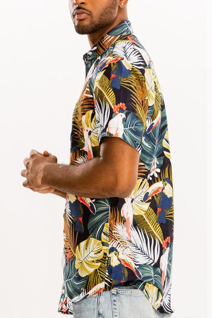 Hawaiian Print Button Down Shirt - Blu Lotus Boutique