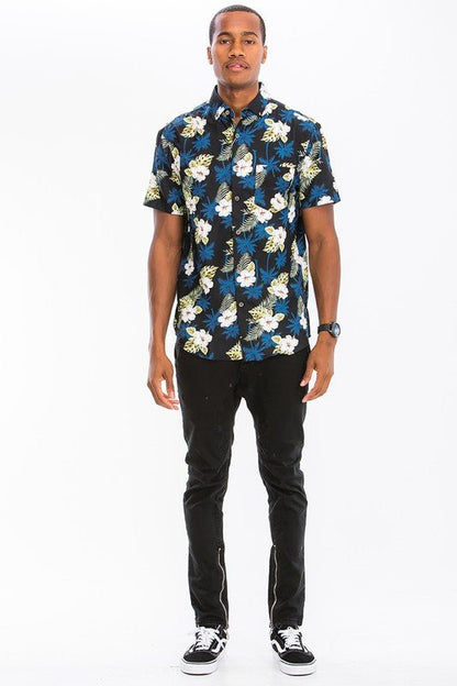 Hawaiian Print Button Down Shirt - Blu Lotus Boutique
