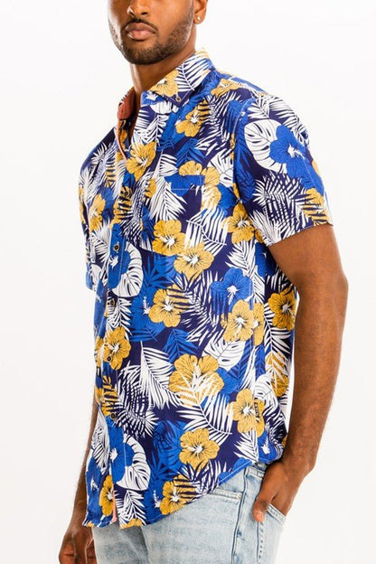 Hawaiian Print Button Down Shirt - Blu Lotus Boutique