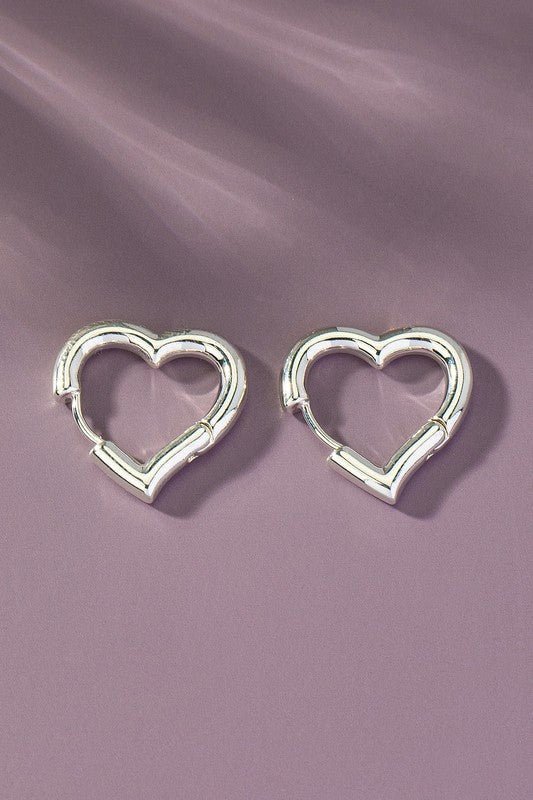 Heart shape hinged huggie hoop earrings - Blu Lotus Boutique