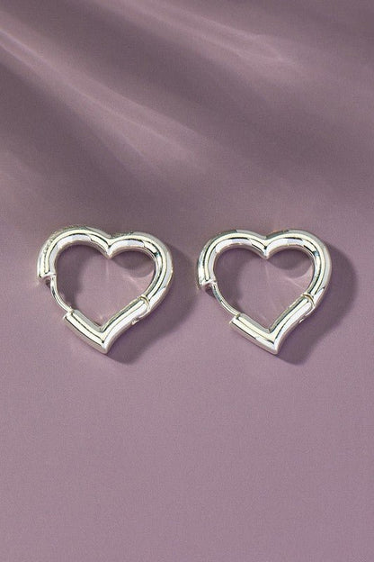 Heart shape hinged huggie hoop earrings - Blu Lotus Boutique