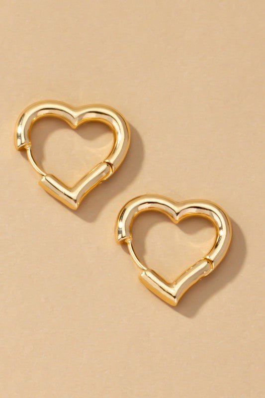 Heart shape hinged huggie hoop earrings - Blu Lotus Boutique