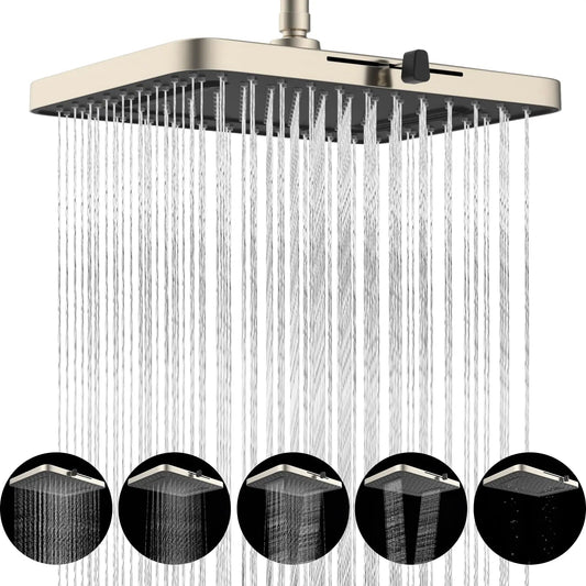 Hibbent 5 Spray Modes Shower Head, 13'' High Pressure Rain Shower Head, Large Rainfall Showerhead, High Flow Waterfall - Blu Lotus Boutique