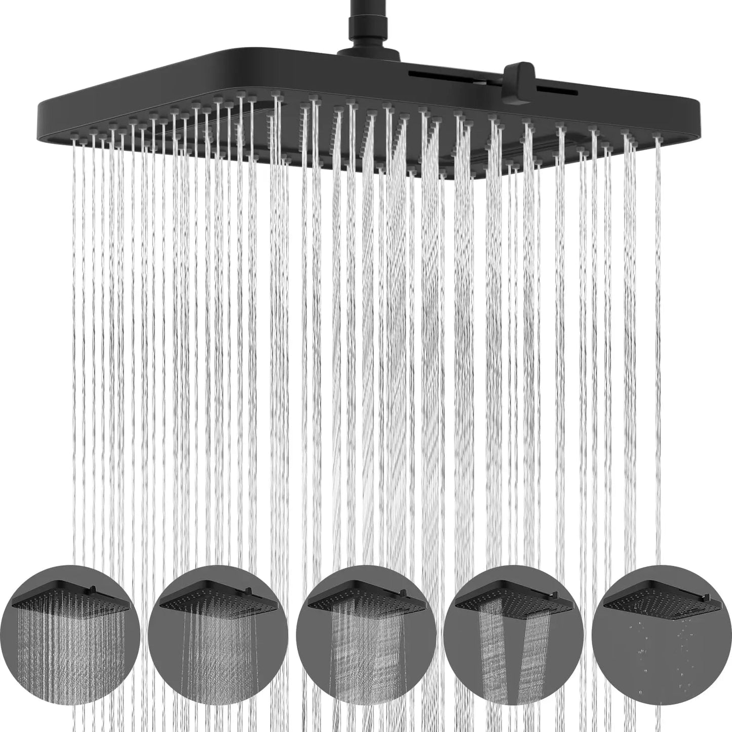 Hibbent 5 Spray Modes Shower Head, 13'' High Pressure Rain Shower Head, Large Rainfall Showerhead, High Flow Waterfall - Blu Lotus Boutique