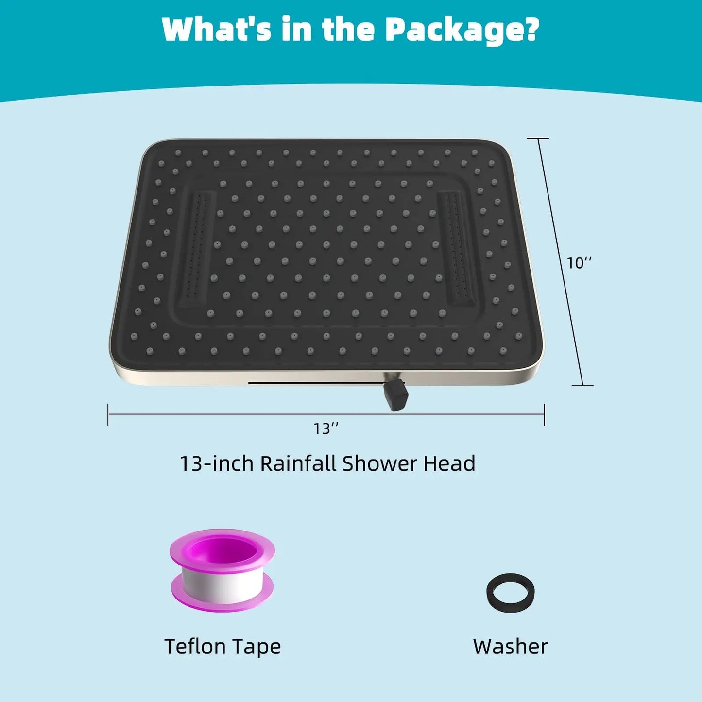 Hibbent 5 Spray Modes Shower Head, 13'' High Pressure Rain Shower Head, Large Rainfall Showerhead, High Flow Waterfall - Blu Lotus Boutique