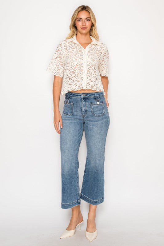 High Rise Crop Palazzo Tummy Control - Blu Lotus Boutique