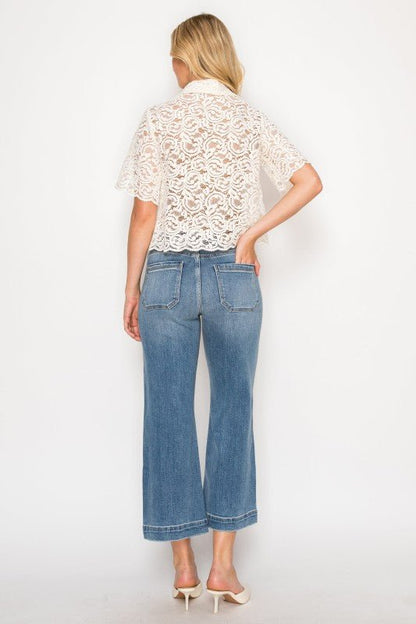 High Rise Crop Palazzo Tummy Control - Blu Lotus Boutique