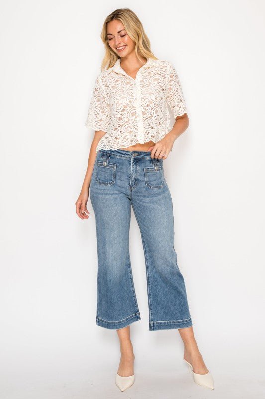 High Rise Crop Palazzo Tummy Control - Blu Lotus Boutique