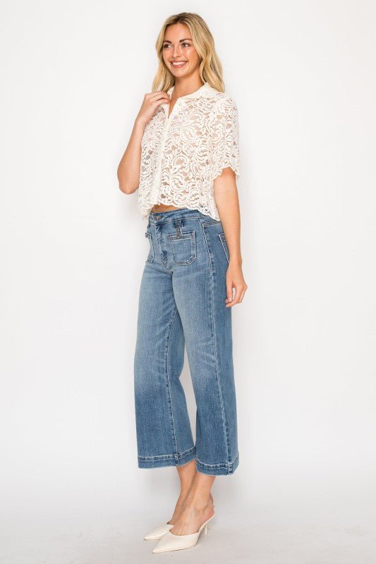 High Rise Crop Palazzo Tummy Control - Blu Lotus Boutique