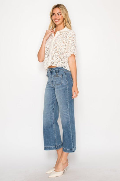 High Rise Crop Palazzo Tummy Control - Blu Lotus Boutique