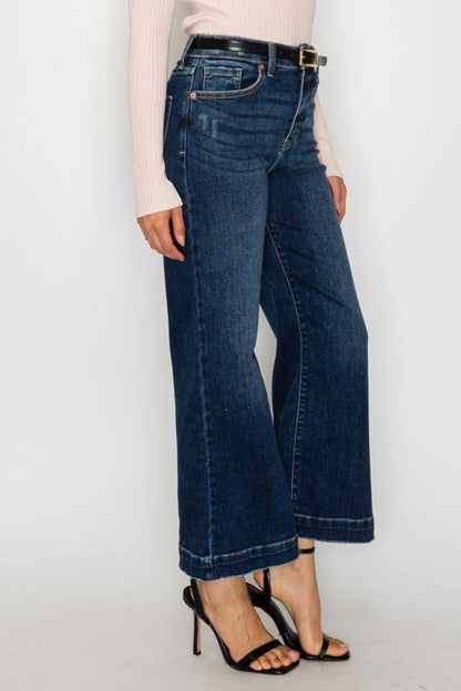 HIGH RISE CROPPED PALAZZO JEANS - Blu Lotus Boutique