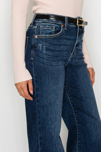 HIGH RISE CROPPED PALAZZO JEANS - Blu Lotus Boutique