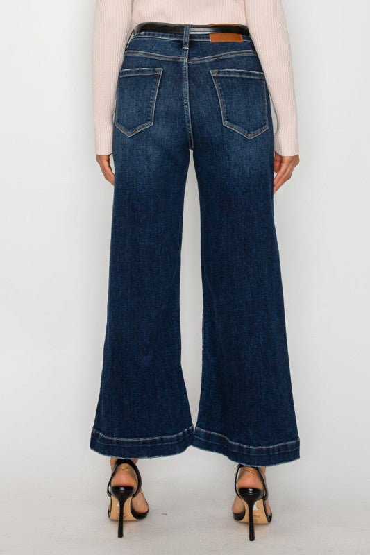 HIGH RISE CROPPED PALAZZO JEANS - Blu Lotus Boutique